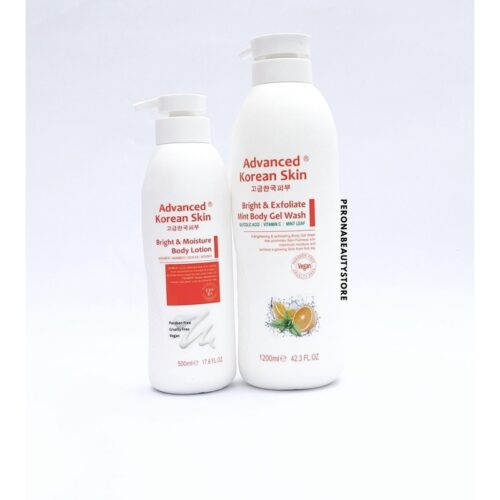 Buy the original (Combo Deal) Advanced Korean Skin Bright and Moisture Body Lotion & Advanced Korean Skin Bright and Exfoliate Mint Body Gel Wash in Ibadan Nigeria