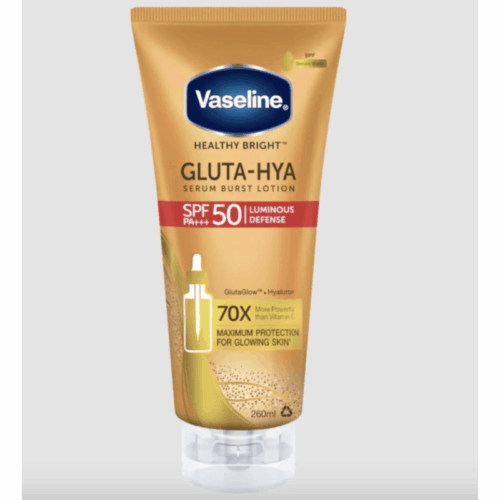 Buy the original Vaseline Healthy Bright Gluta-HYA Luminous Defence Serum Burst Sunscreen SPF50 PA+++ Body Lotion 260ml in Ibadan Nigeria