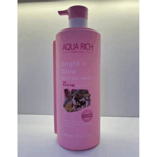 Buy the original Aqua Rich Bright + Glow Body Gel Wash Licorice Mulberry Root Extract 1000ml in Ibadan Nigeria