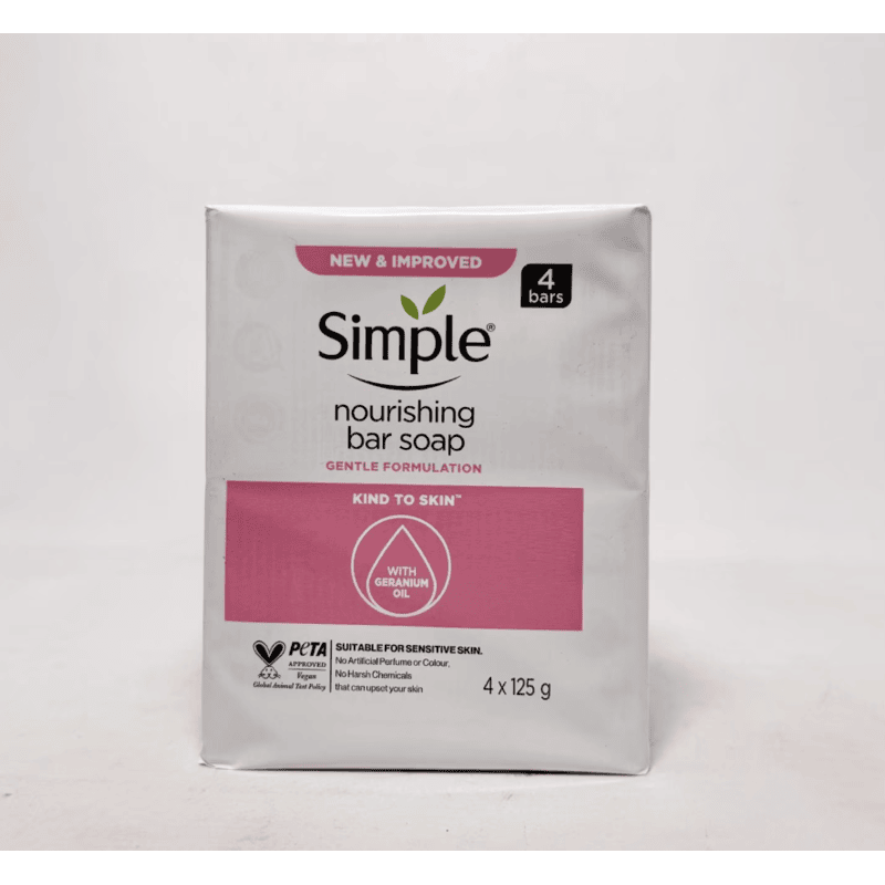 Buy the original Simple Nourishing Kind To Skin Bar Soap With Geranium Oil 4 Bars 125g in Ibadan Nigeria